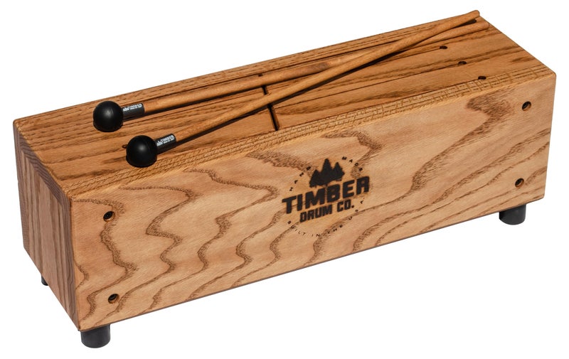 Slit Tongue Log Drum with Mallets â€“ MADE IN U.S.A. â€“ Six Soft Melodic Notes from Pre-tuned Scale for Pleasant Sounds, Handcrafted Solid Tennessee Hardwood